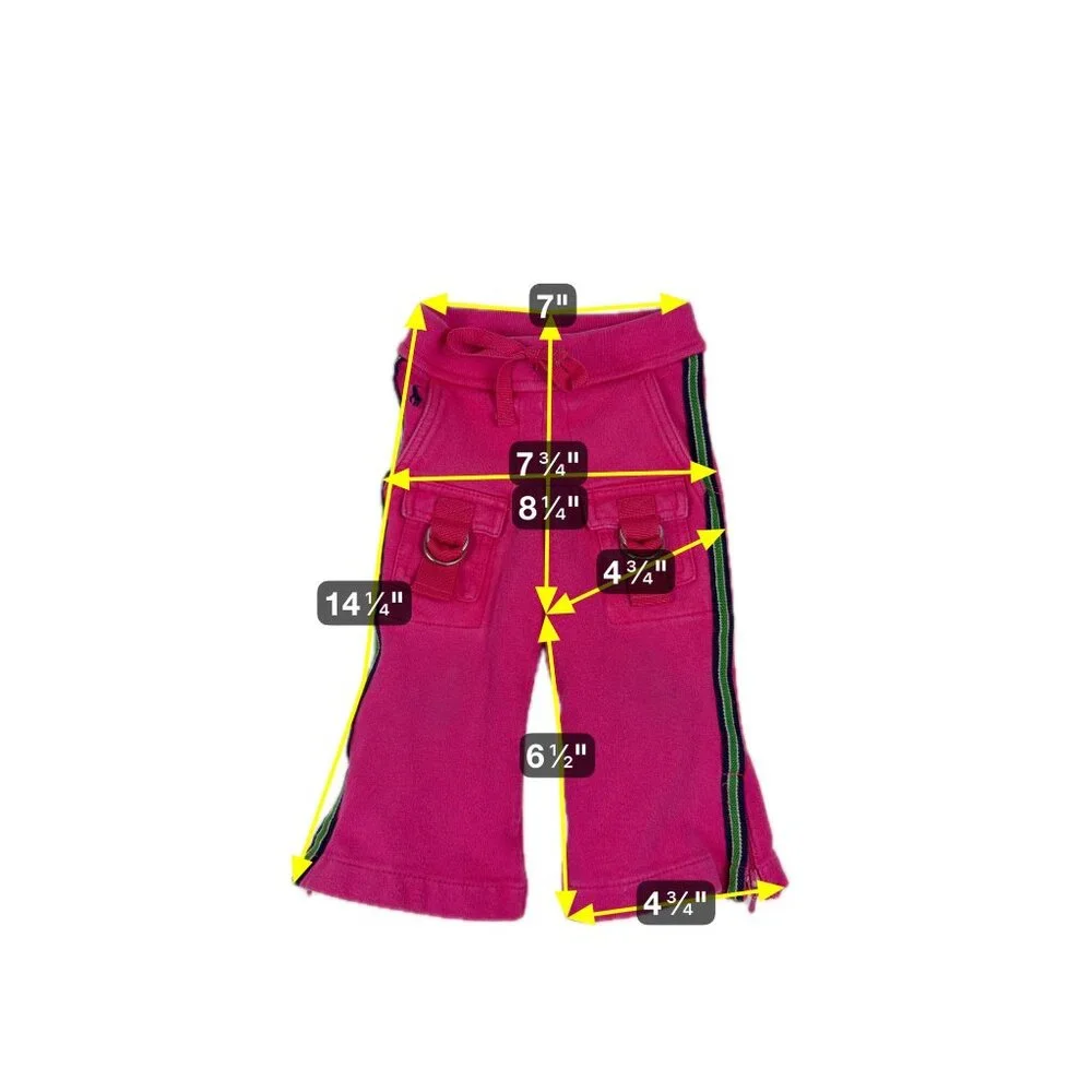 Y2K Ralph Lauren Pink Cargo‎ Sweat Pants 12M Girl Streetwear